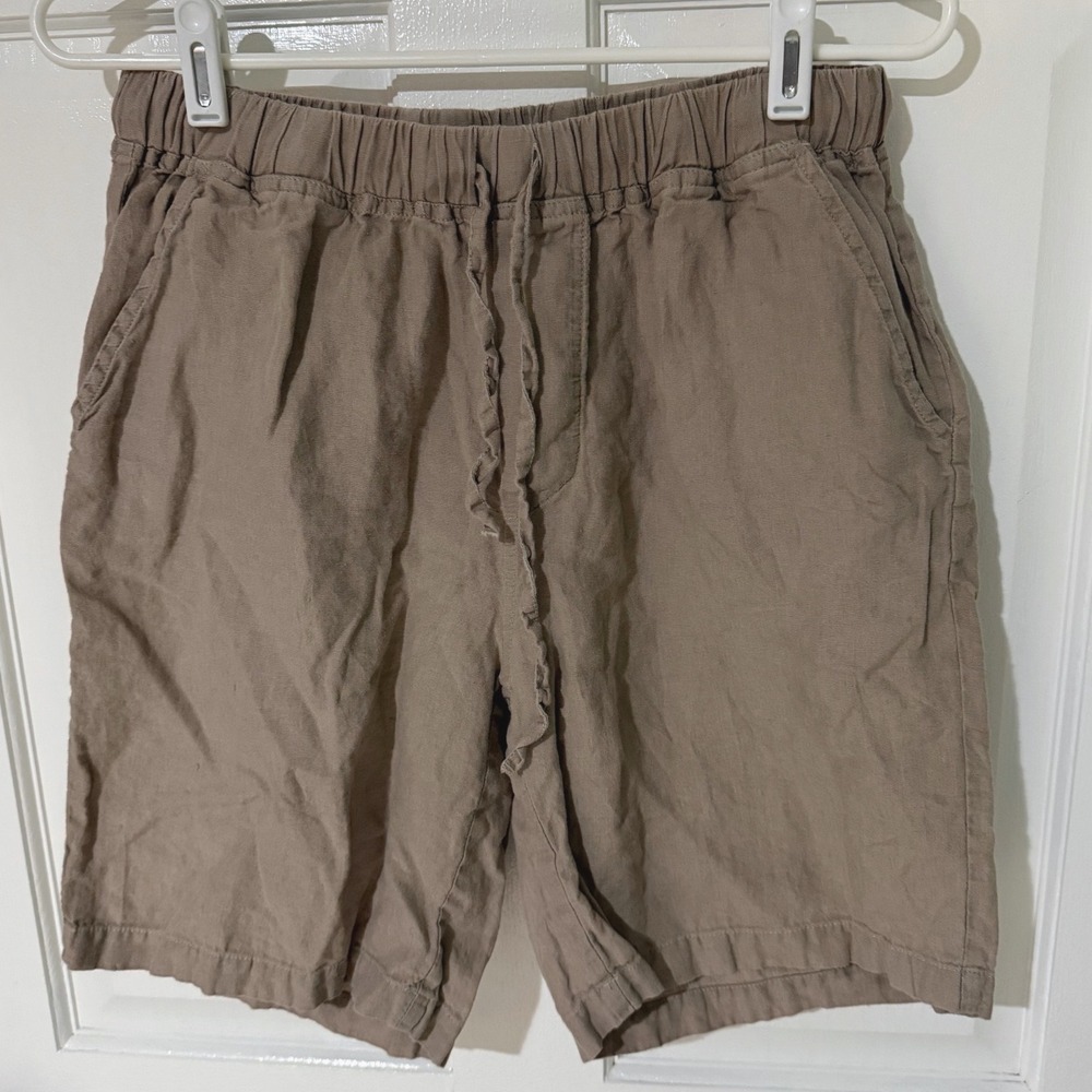 Parachute Linen Shorts Womens Medium Clay Brown Elastic Drawstring Waist Relaxed